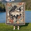 Largemouth Bass Woven Blanket A Tapestry Throw With Dark Floral Border